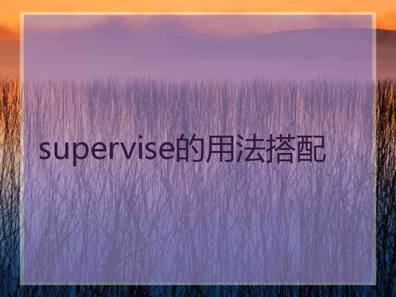 supervise的用法搭配