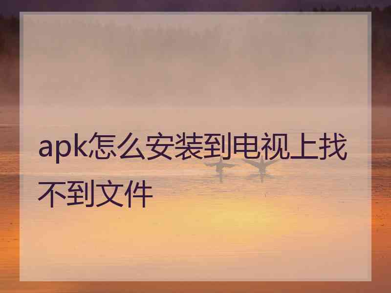 apk怎么安装到电视上找不到文件