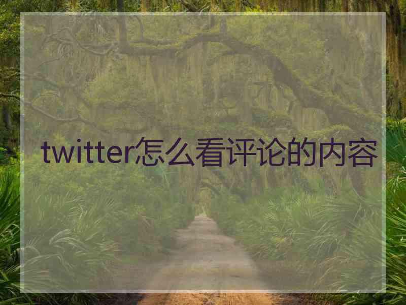 twitter怎么看评论的内容