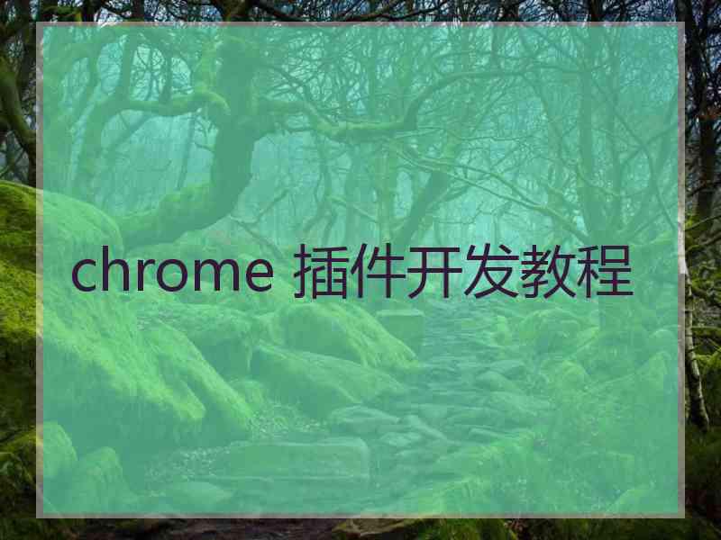 chrome 插件开发教程