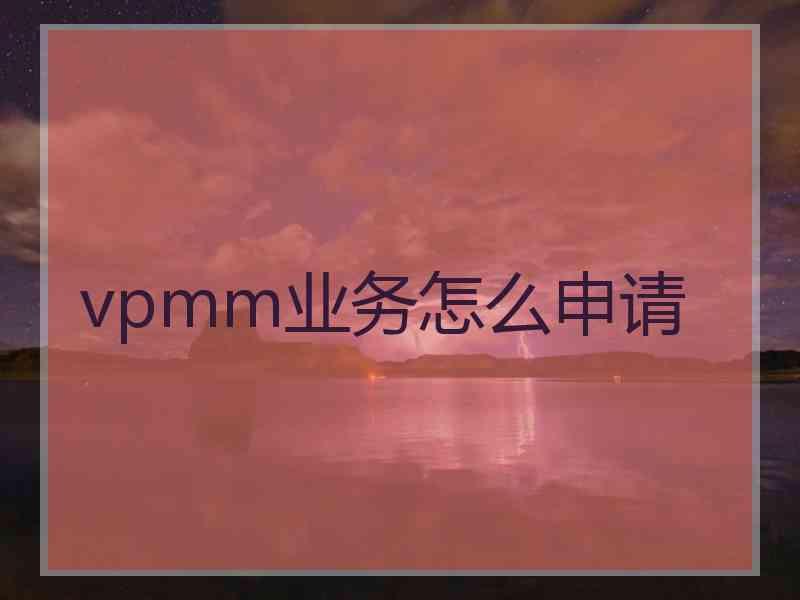 vpmm业务怎么申请