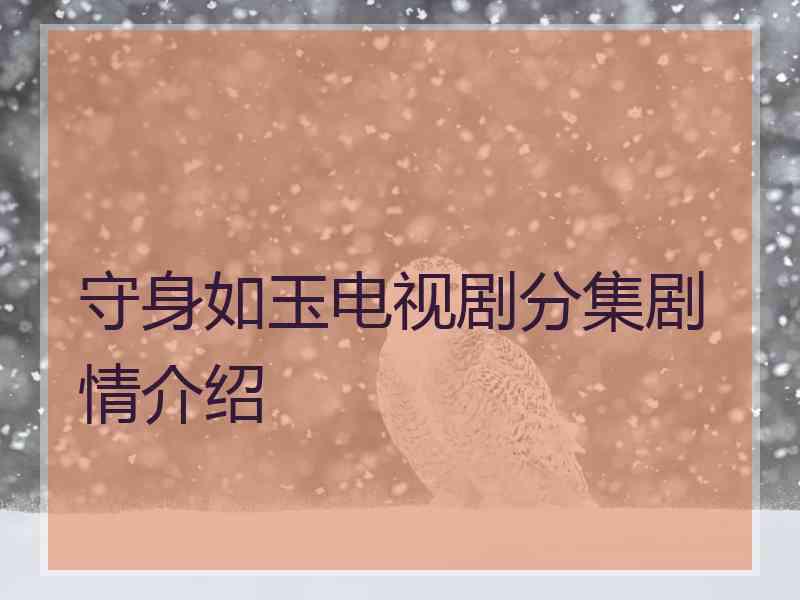 守身如玉电视剧分集剧情介绍