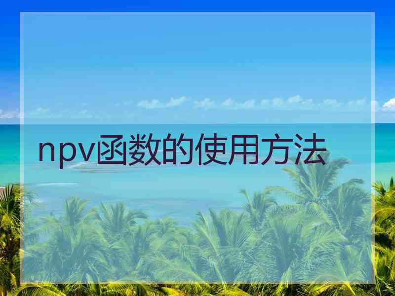 npv函数的使用方法