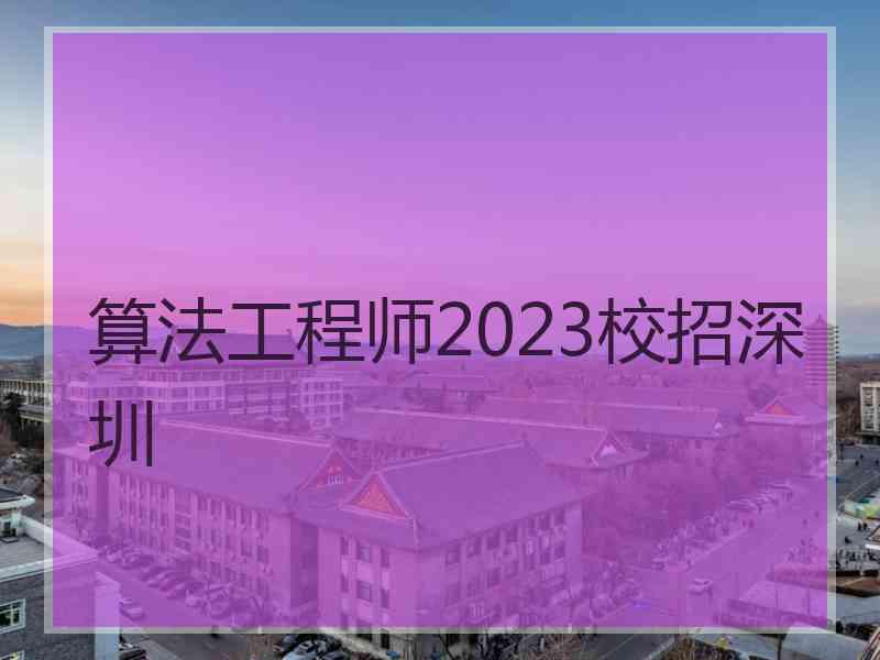 算法工程师2023校招深圳