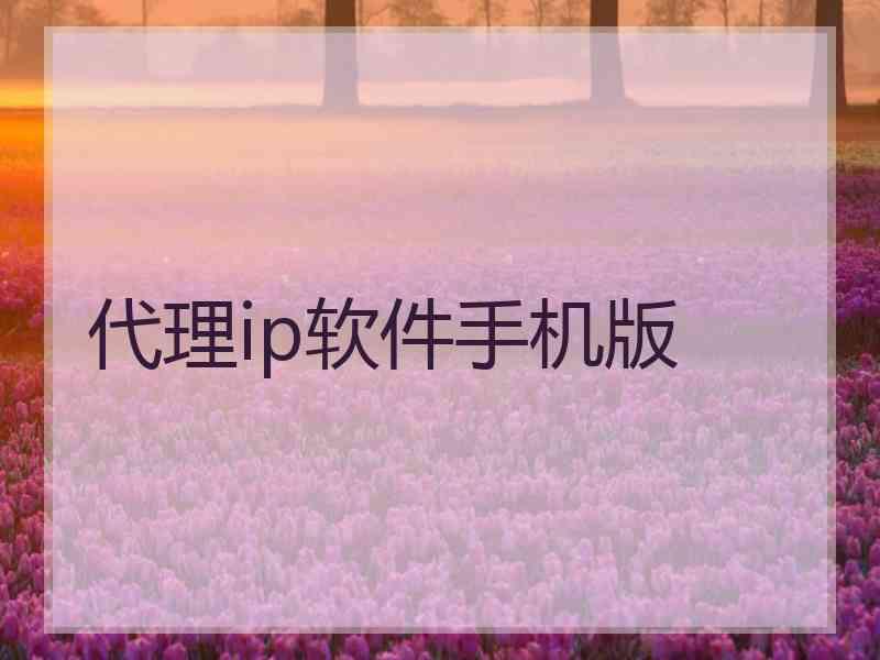 代理ip软件手机版