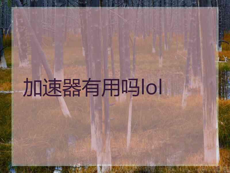 加速器有用吗lol