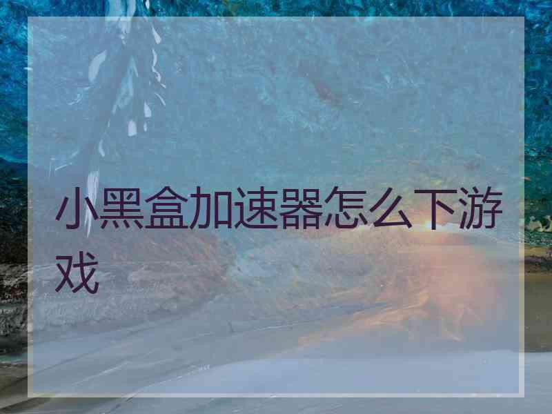 小黑盒加速器怎么下游戏