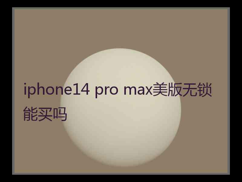 iphone14 pro max美版无锁能买吗