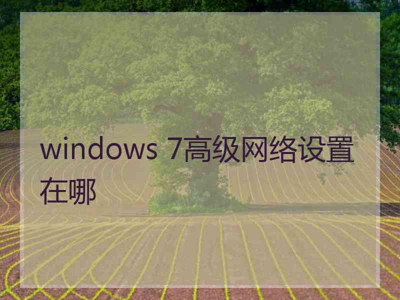 windows 7高级网络设置在哪