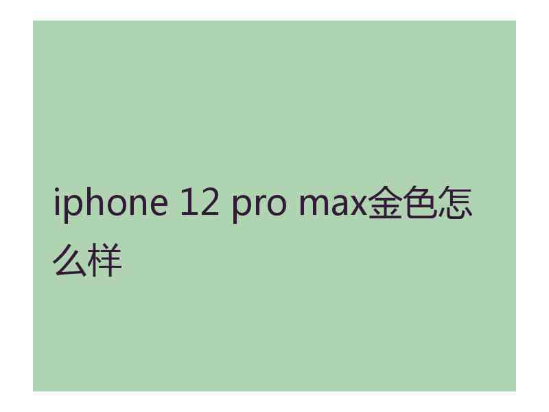 iphone 12 pro max金色怎么样