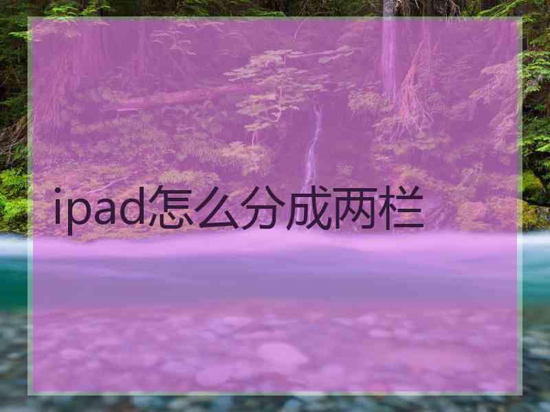 ipad怎么分成两栏