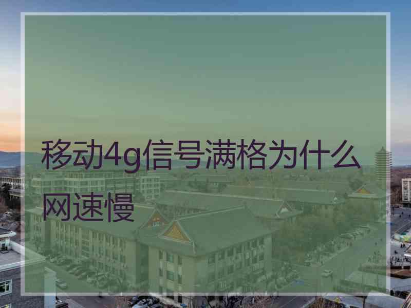 移动4g信号满格为什么网速慢