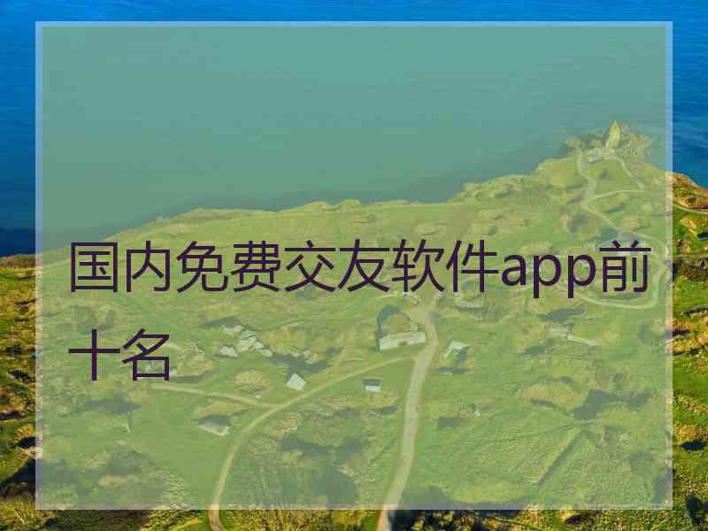 国内免费交友软件app前十名