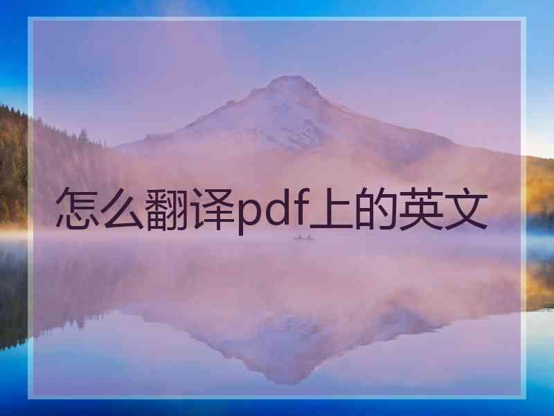 怎么翻译pdf上的英文