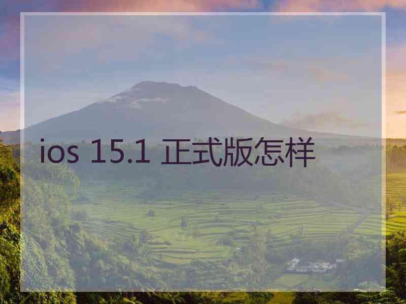 ios 15.1 正式版怎样