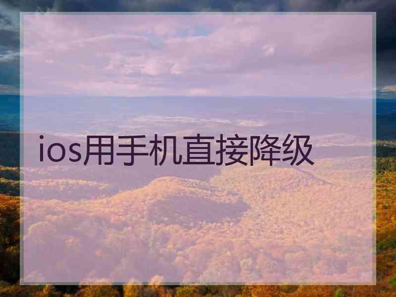 ios用手机直接降级