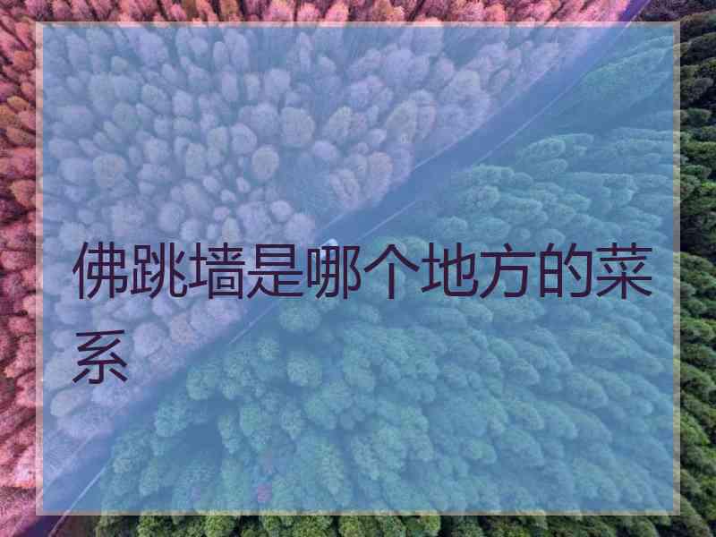 佛跳墙是哪个地方的菜系