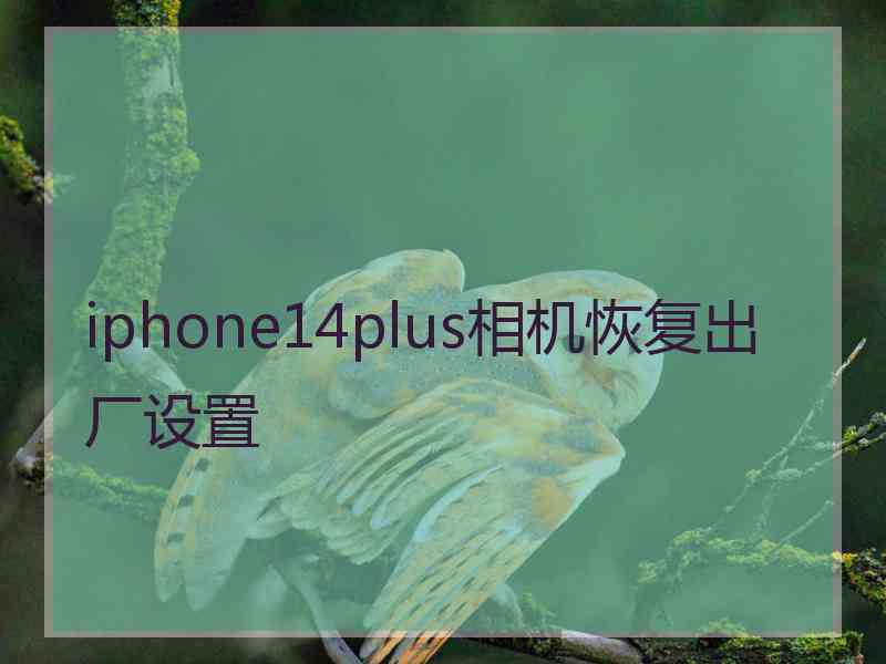 iphone14plus相机恢复出厂设置