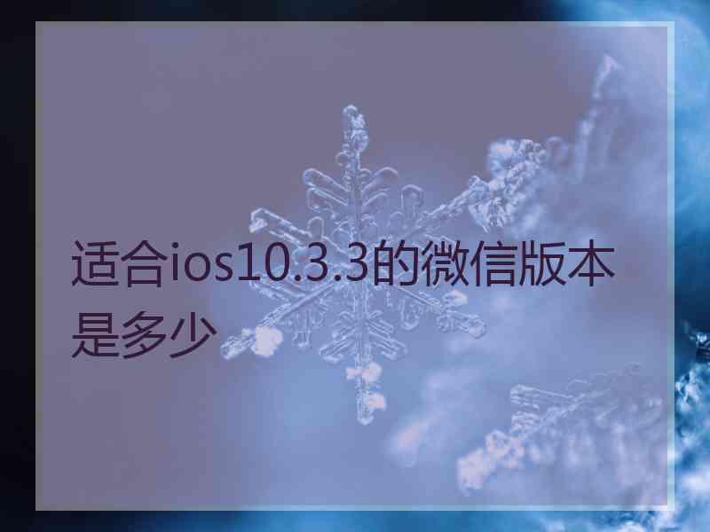 适合ios10.3.3的微信版本是多少