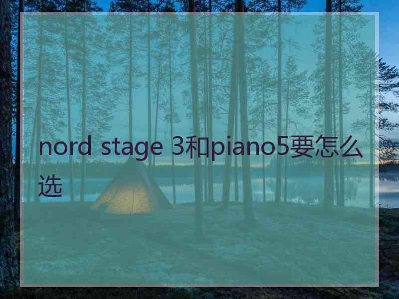 nord stage 3和piano5要怎么选