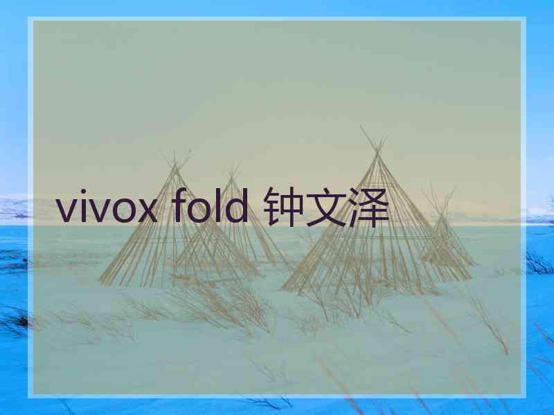 vivox fold 钟文泽