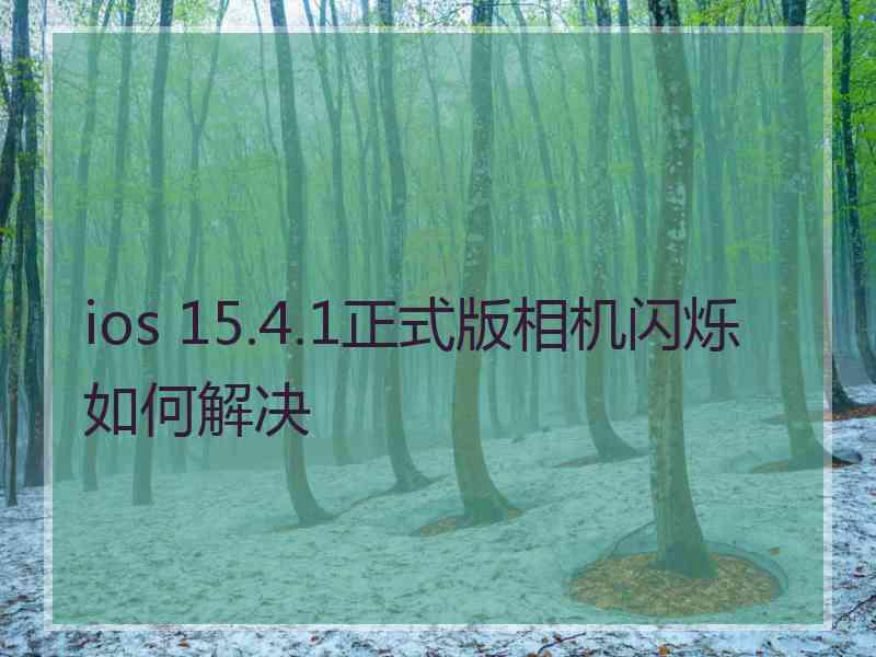 ios 15.4.1正式版相机闪烁如何解决