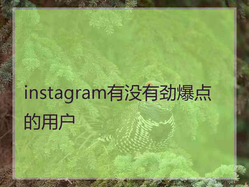 instagram有没有劲爆点的用户