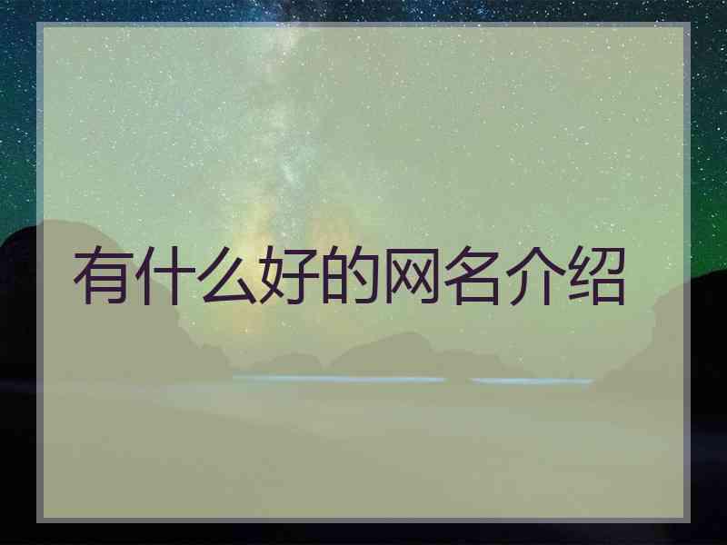 有什么好的网名介绍