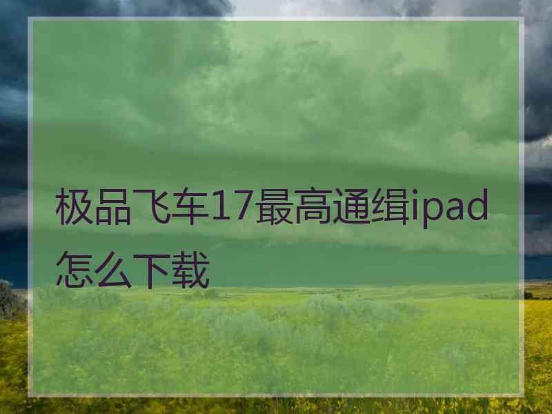 极品飞车17最高通缉ipad怎么下载