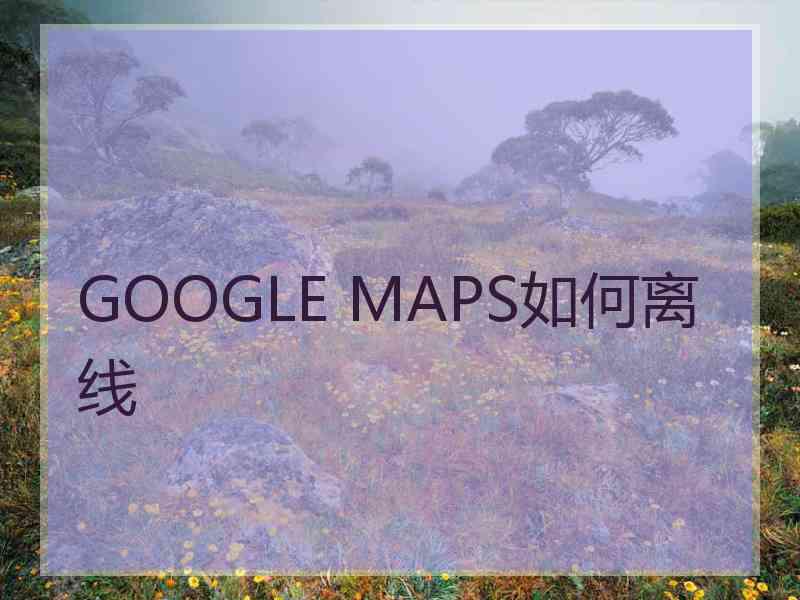 GOOGLE MAPS如何离线