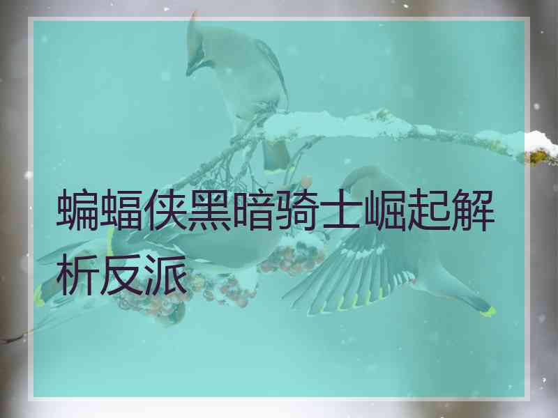 蝙蝠侠黑暗骑士崛起解析反派