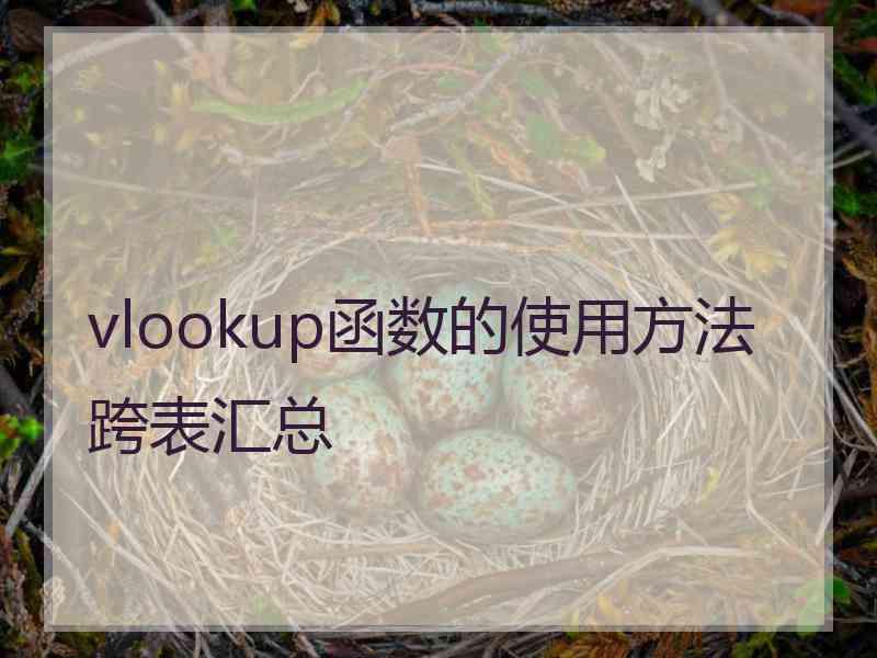 vlookup函数的使用方法跨表汇总