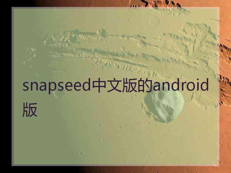 snapseed中文版的android版