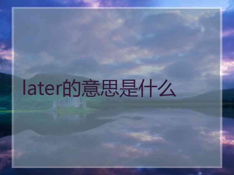 later的意思是什么