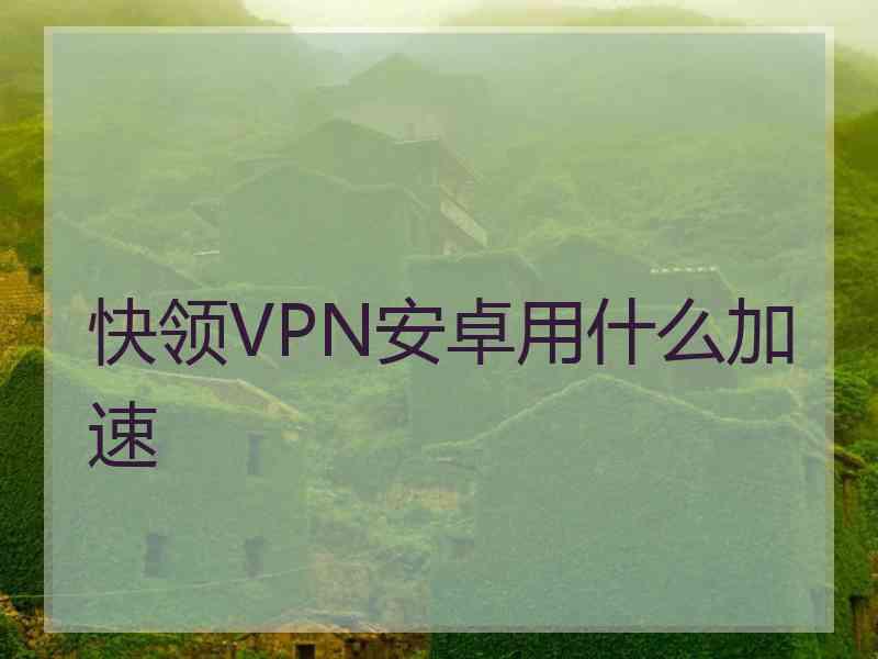 快领VPN安卓用什么加速