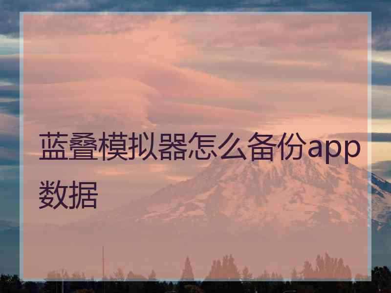 蓝叠模拟器怎么备份app数据