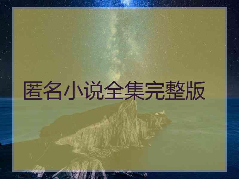 匿名小说全集完整版