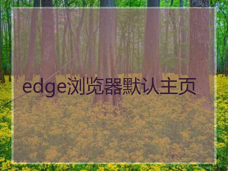 edge浏览器默认主页