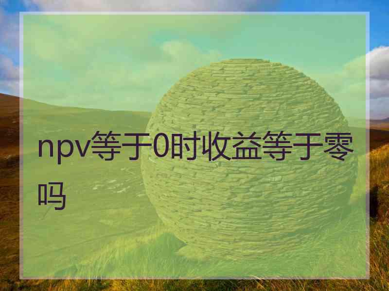 npv等于0时收益等于零吗