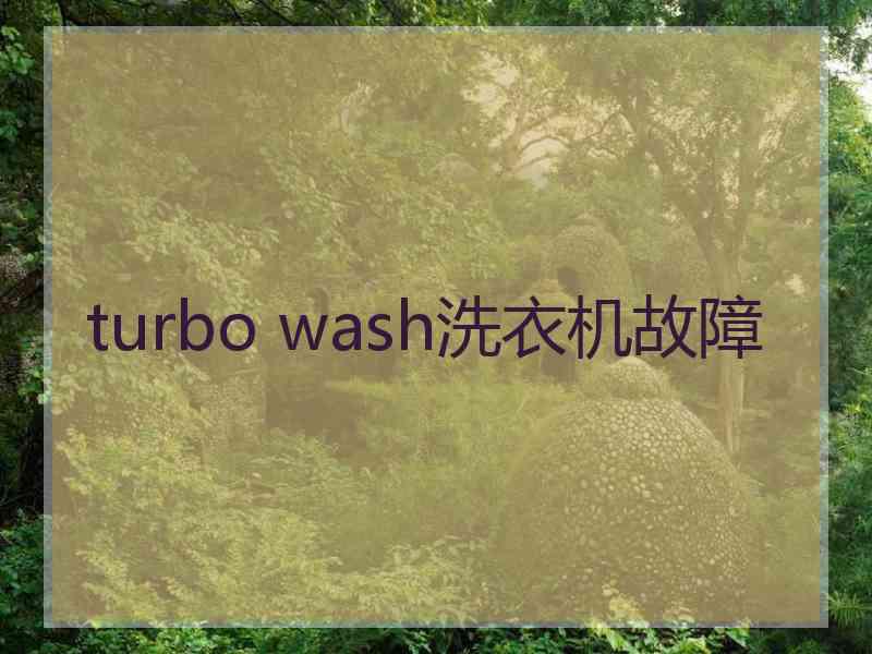 turbo wash洗衣机故障