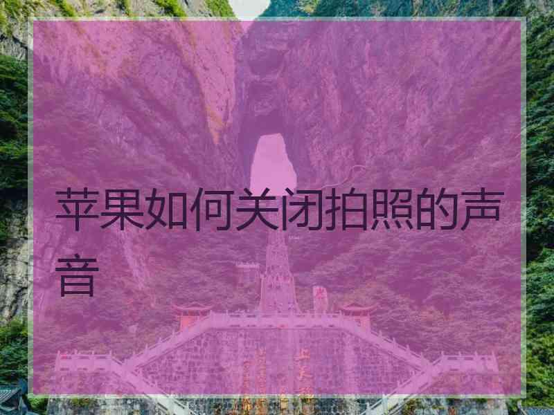 苹果如何关闭拍照的声音