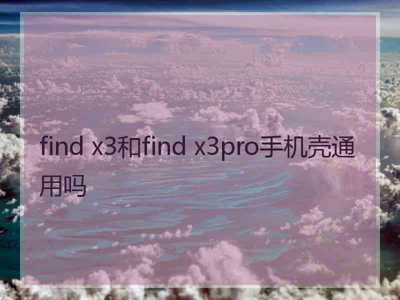 find x3和find x3pro手机壳通用吗