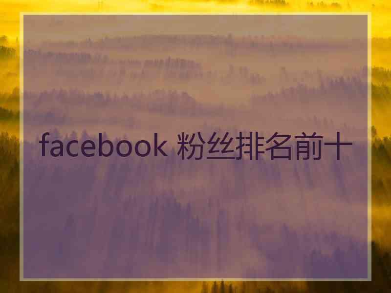 facebook 粉丝排名前十