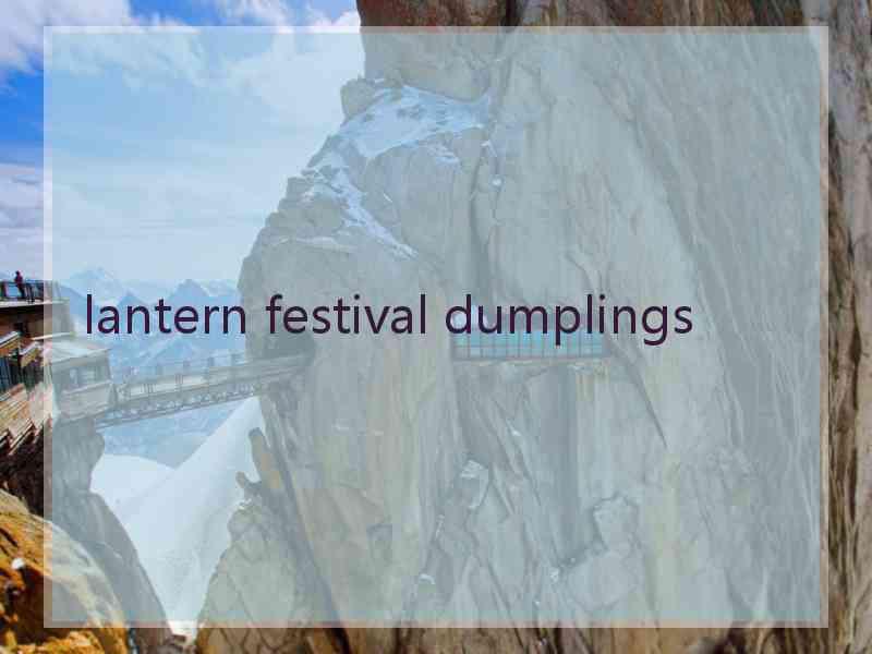 lantern festival dumplings