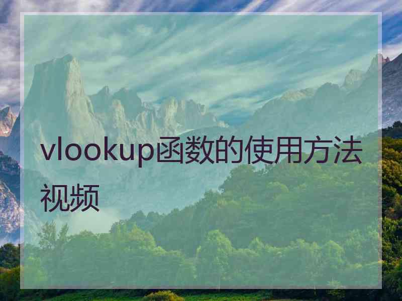 vlookup函数的使用方法视频