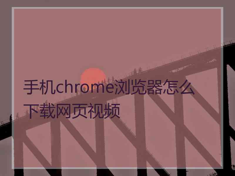 手机chrome浏览器怎么下载网页视频