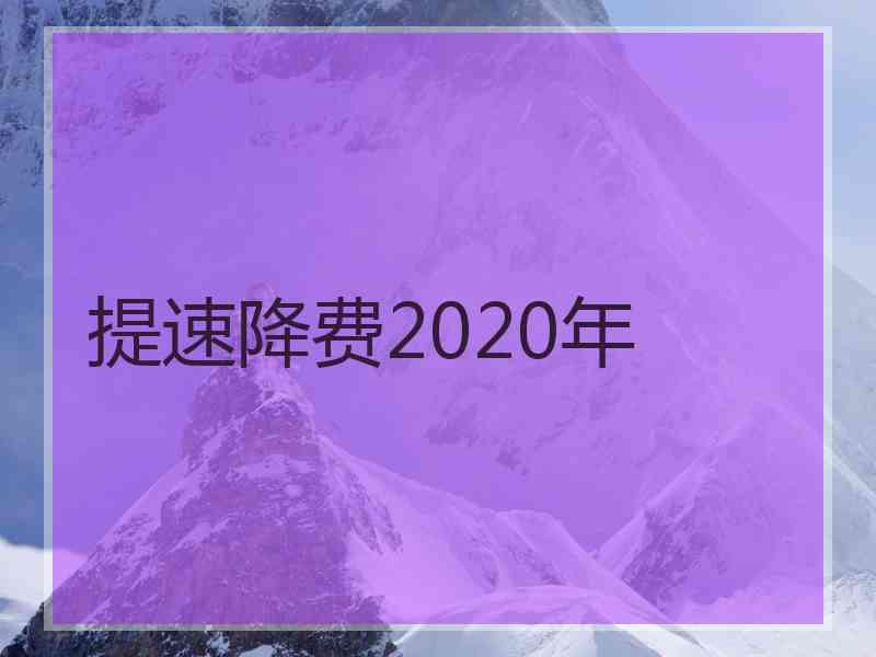 提速降费2020年