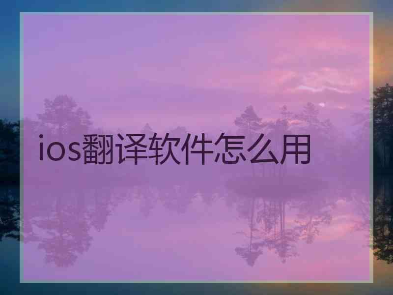 ios翻译软件怎么用