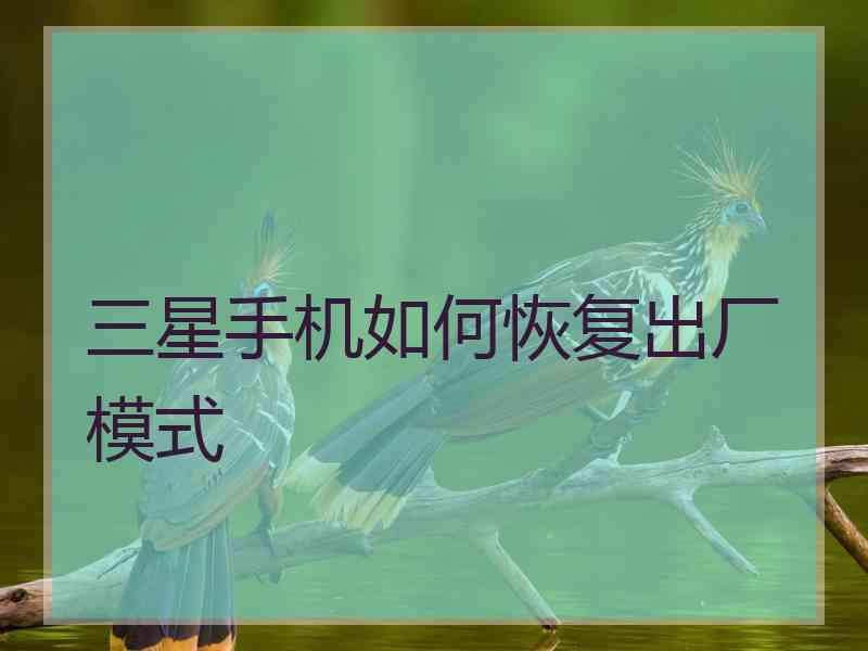 三星手机如何恢复出厂模式