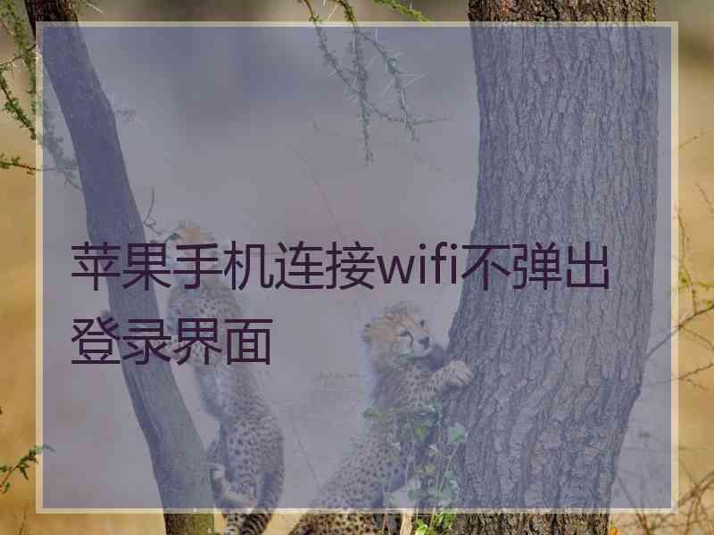 苹果手机连接wifi不弹出登录界面